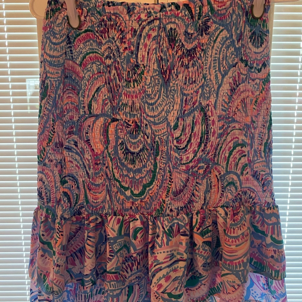 Lilly Pulitzer Bubble Mini Skirt in Orange and Blue